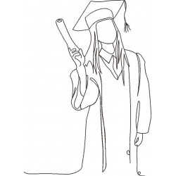Girl Graduate Line Art