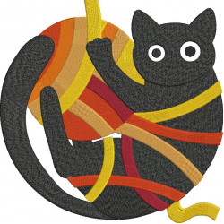 Black Cat With Yarn Ball