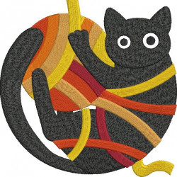Black Cat With Yarn Ball