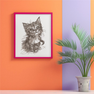 Cute Kitten Line Art