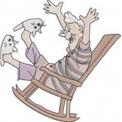 Old Woman On Rocking Chair 