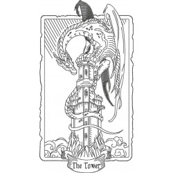 The Tower Dragon Tarot Card