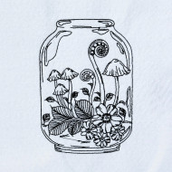 Mushrooms In a Jar Line Art