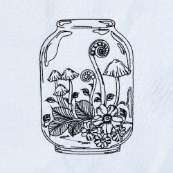 Mushrooms In a Jar Line Art