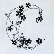 Floral Moon Line Art