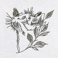 Cat With Leaves And Butterfly