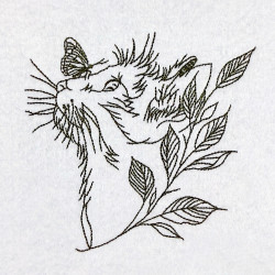 Cat With Leaves And Butterfly