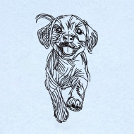 Happy Puppy Line Art