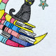 Black Cat With Moon And Books Black Cat With Moon And Books