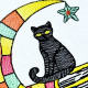 Black Cat With Moon And Books Black Cat With Moon And Books
