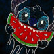 Stitch Eating Watermelon Embossed Applique