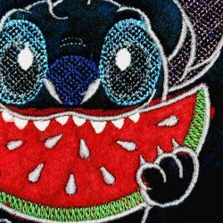 Stitch Eating Watermelon Embossed Applique