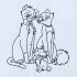 Cat Family Line Art