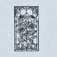 Stained Glass Roses Line Art