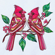 Red Cardinal Couple On Branch