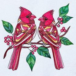 Red Cardinal Couple On Branch