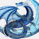 Blue Scaled Dragon on Moon Blue Scaled Dragon on Moon