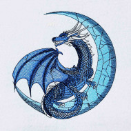 Blue Scaled Dragon on Moon