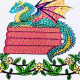 Dragon on Books with Floral Vine Dragon on Books with Floral Vine