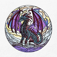 Stained Glass Dragon Mountainscape