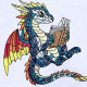 Stained Glass Baby Dragon Reading Stained Glass Baby Dragon Reading
