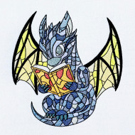 Studious Stained Glass Baby Dragon