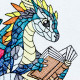 Baby Dragon on Books Reading Baby Dragon on Books Reading