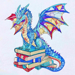 Glass Stain Winged Dragon on Books
