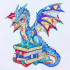 Glass Stain Winged Dragon on Books