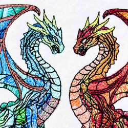 Sapphire and Fire Dragon on Book