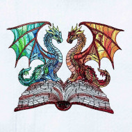 Sapphire and Fire Dragon on Book