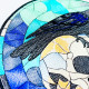 Stained Glass Raven On Skull Art