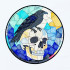 Stained Glass Raven On Skull Art