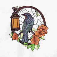 Crow With Lantern And Flowers