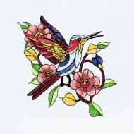 Flying Hummingbird On Flowers