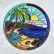 Stained Glass Beach Scene