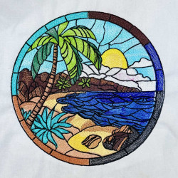 Stained Glass Beach Scene