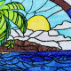 Stained Glass Beach Scene