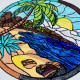 Stained Glass Beach Scene