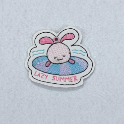 Lazy Summer Funny Rabbit Saying ITH Key Fob