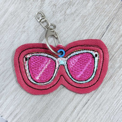 Pink Glasses ITH Key Fob