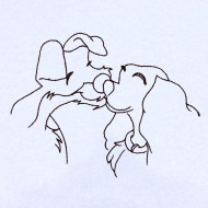 Dog Couple Line Art