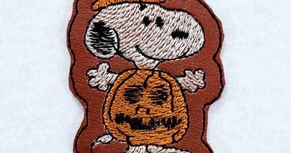 Nosey Dog as Jack o Lantern keyfob Embroidery Design - Instant Download