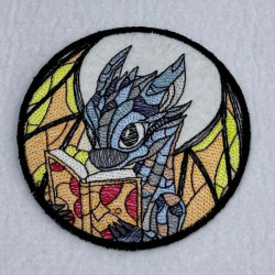Studious Stained Glass Baby Dragon ITH Coaster
