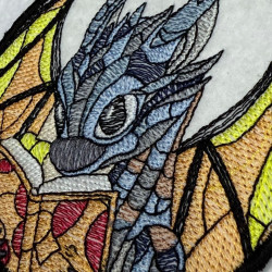 Studious Stained Glass Baby Dragon ITH Coaster