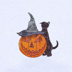 Halloween Cat And Pumpkin