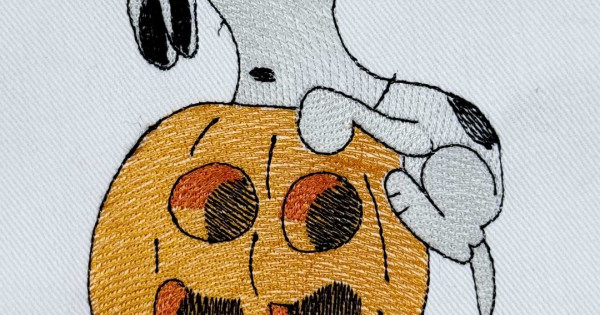 Nosey Dog in Jack o Lantern Embroidery Design - Instant Download
