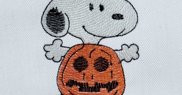 Nosey Dog as Jack o Lantern Embroidery Design - Instant Download