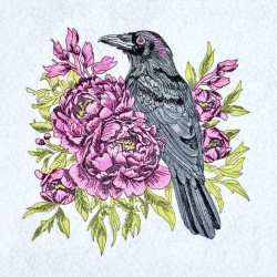 Raven And Flowers