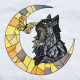 Stained Glass Cat On Moon With Butterfly